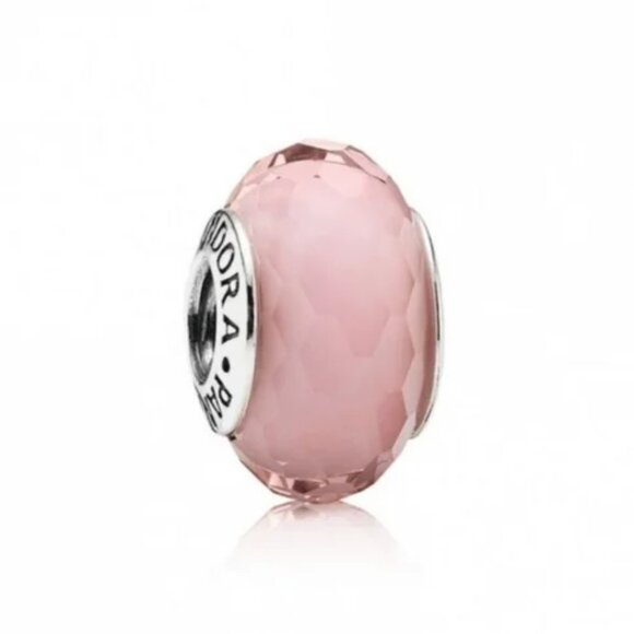 Pandora Fascinating Faceted Pink Murano Charm Authentic ALE Sterling Silver - Picture 1 of 5